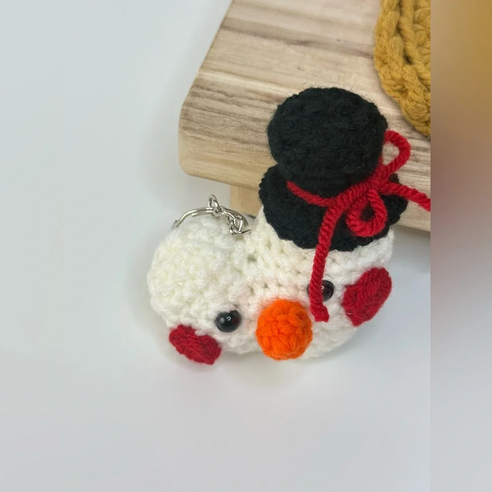 Snowman Amigurumi Keychain Key Charm Ornament Crochet